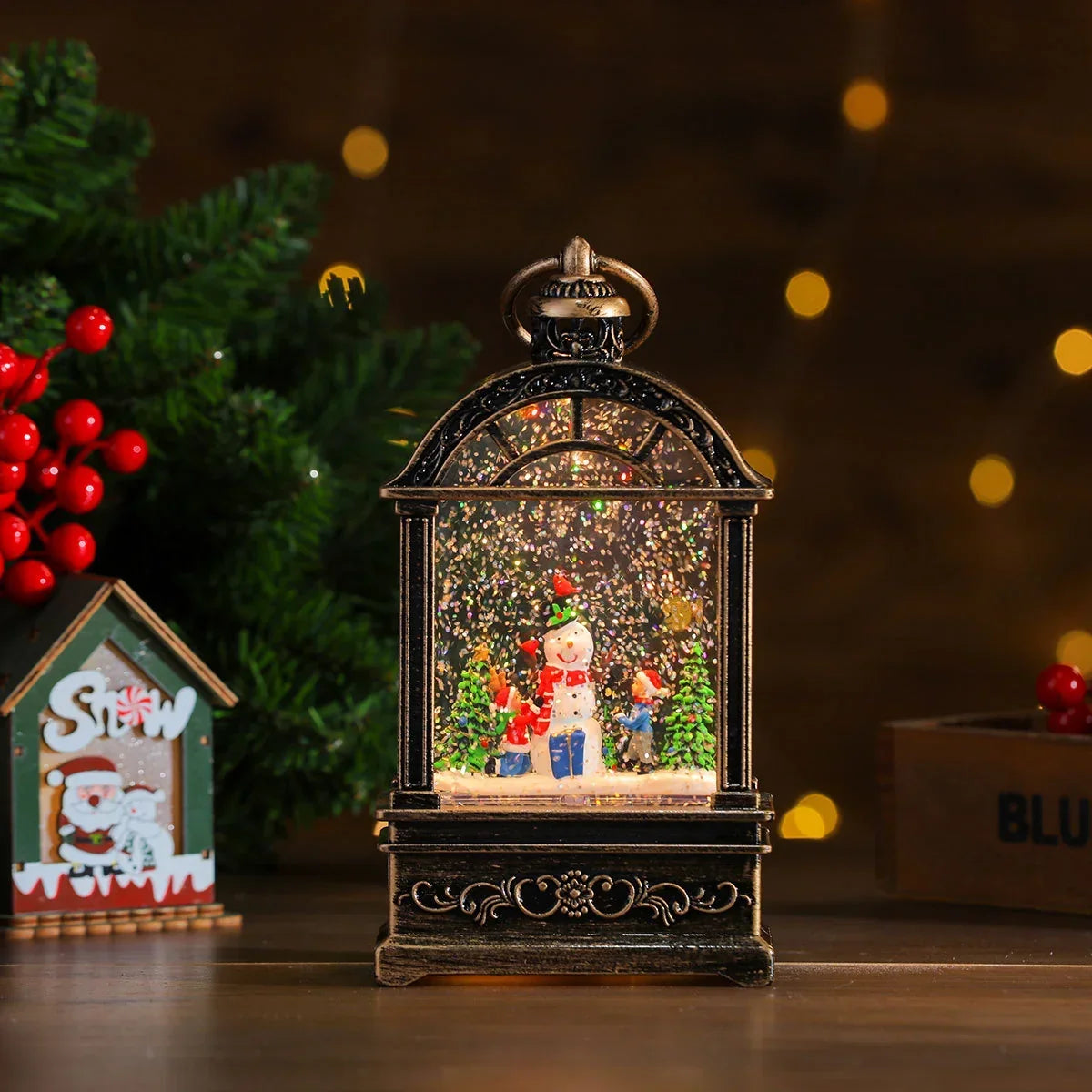 Christmas Lantern Musical Warm-Glow LED Battery-Powered