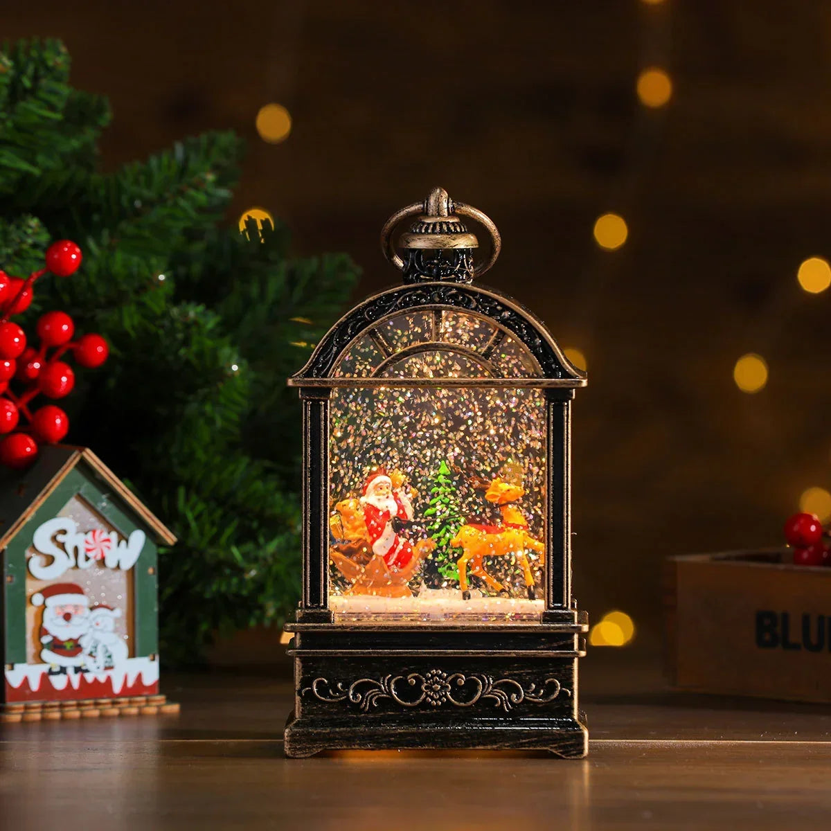 Christmas Lantern Musical Warm-Glow LED Battery-Powered
