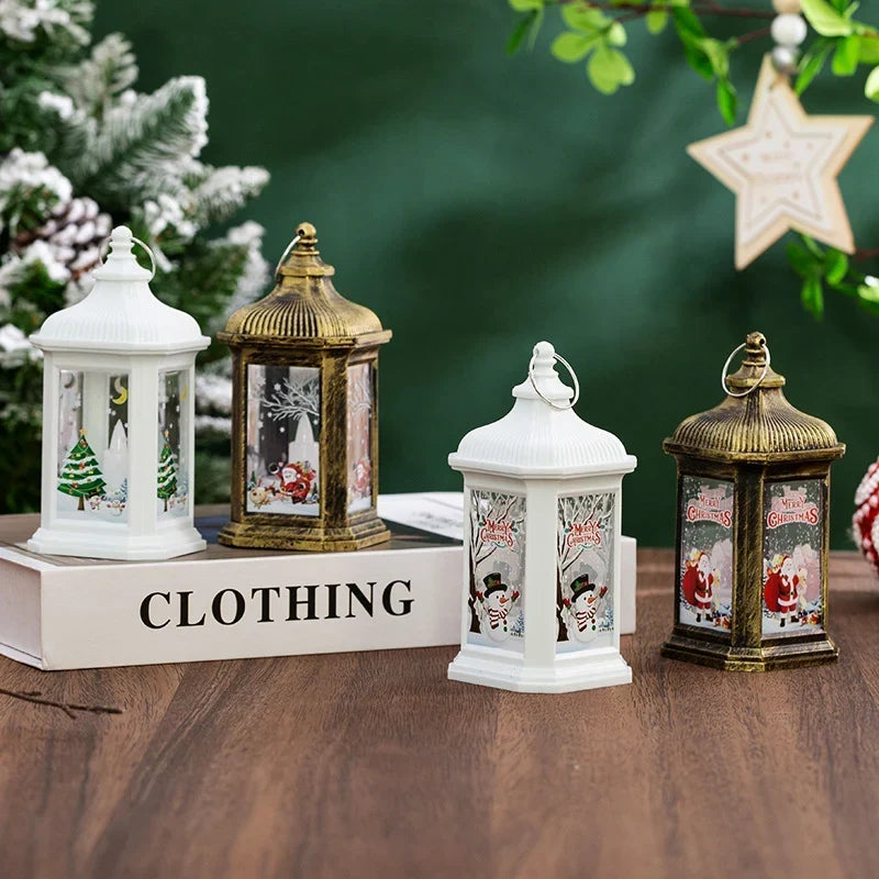 Christmas Lantern Nostalgic Scene Durable Hanging & Tabletop
