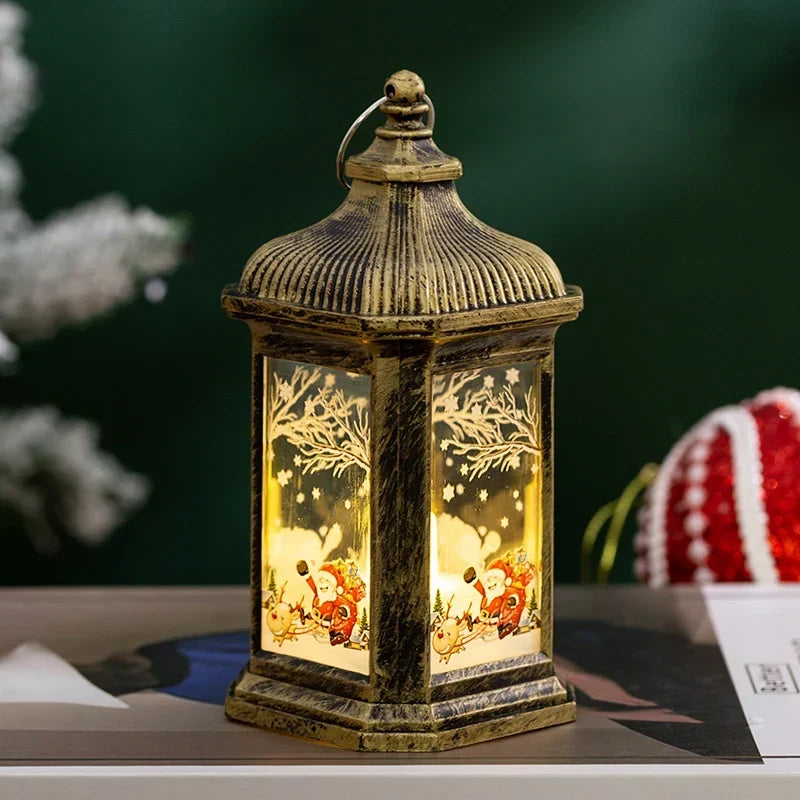 Christmas Lantern Nostalgic Scene Durable Hanging & Tabletop