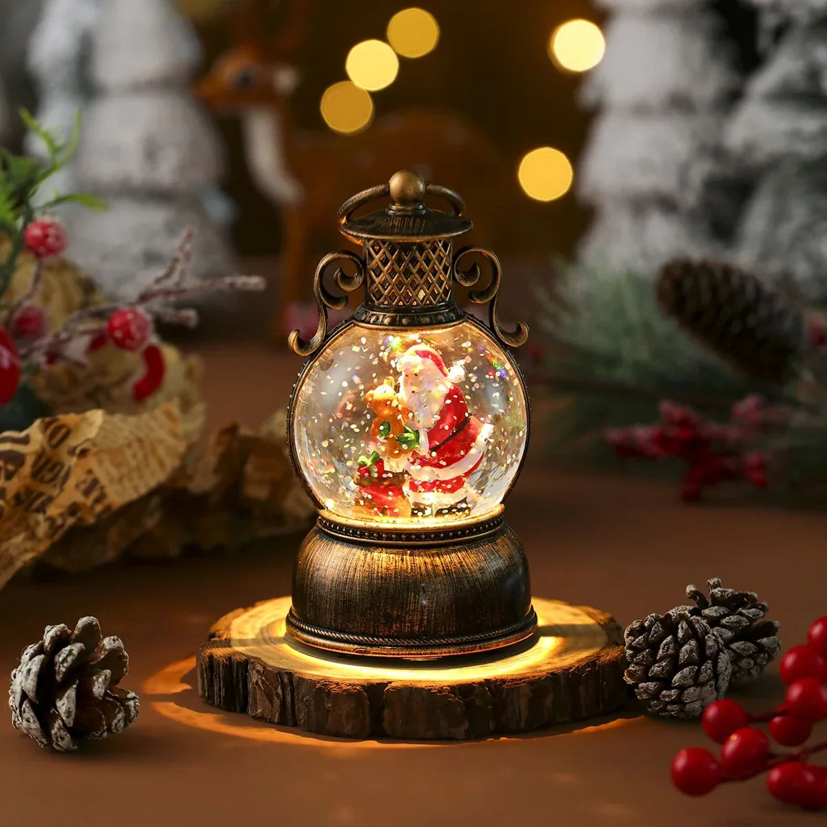 Christmas Lantern Santa Globe Cordless LED