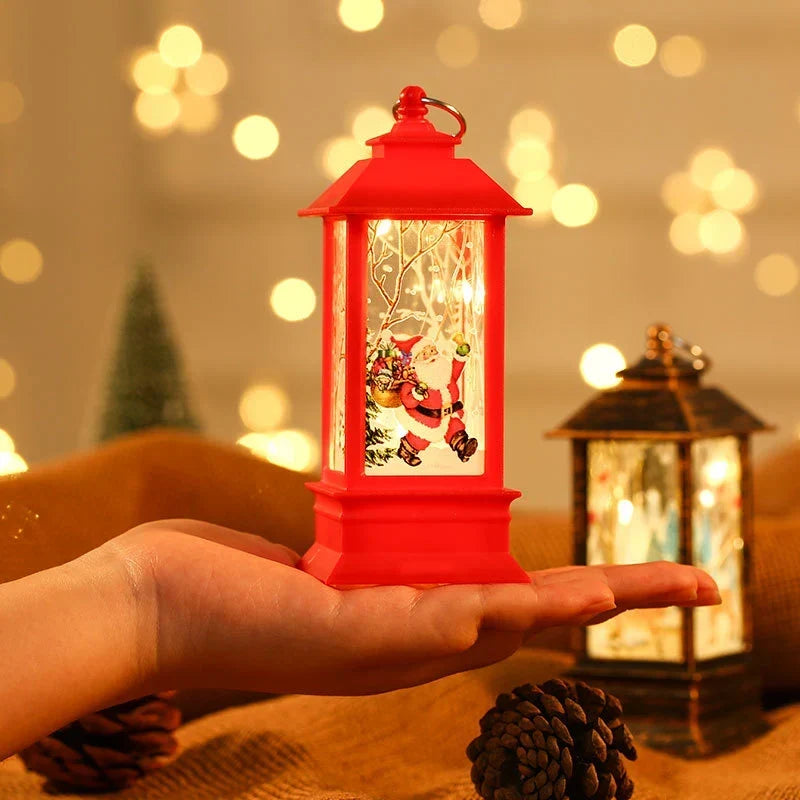 Christmas Lantern Santa Motif Warm Ambient Glow