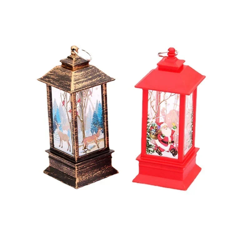 Christmas Lantern Santa Motif Warm Ambient Glow