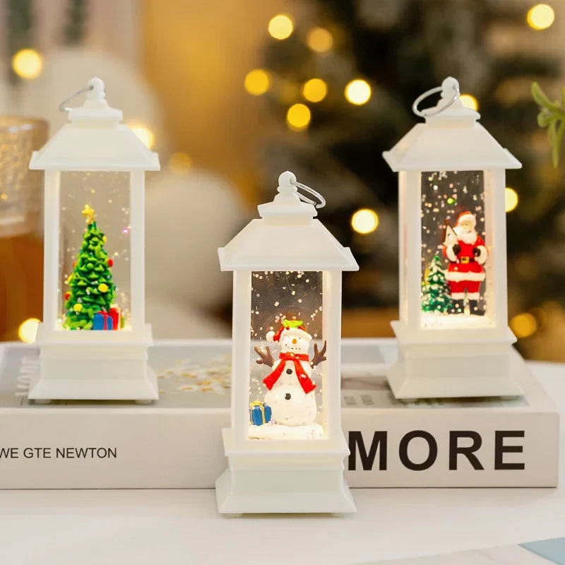 Christmas Lantern Santa Snow Scene LED Light