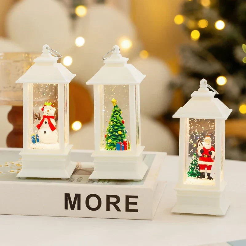 Christmas Lantern Santa Snow Scene LED Light