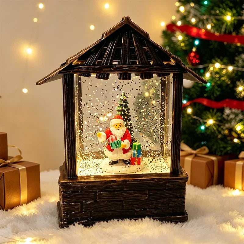 Christmas Lantern Snow Globe Built-In LED No Batteries