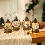 Christmas Lantern Snow Globe Warm LED Metal & Glass