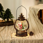 Christmas Lantern Snow Globe Warm LED Metal & Glass