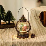Christmas Lantern Snow Globe Warm LED Metal & Glass