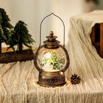 Christmas Lantern Snow Globe Warm LED Metal & Glass