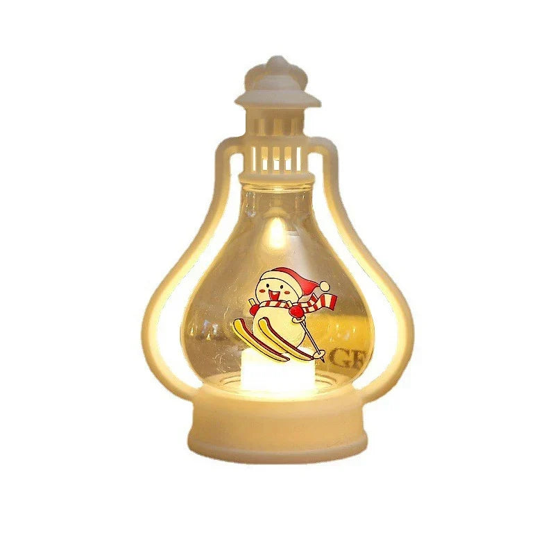 Christmas Lantern Snowman Motif Soft Glow Indoor & Outdoor
