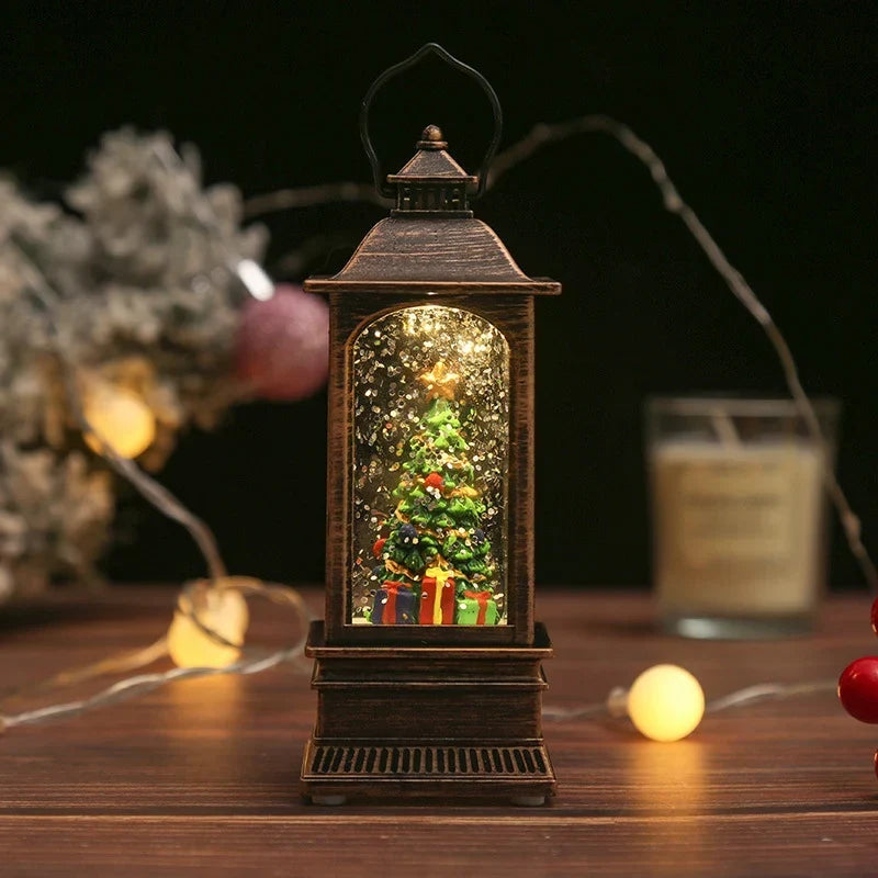 Christmas Lantern Snowman Motif Warm LED Tabletop