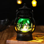 Christmas Lantern Vintage Metal & Glass Illuminated Scene