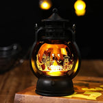 Christmas Lantern Vintage Metal & Glass Illuminated Scene