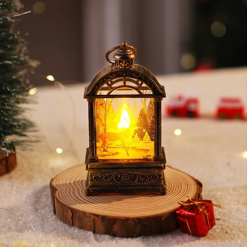 Christmas Lantern Warm Internal Lighting Santa Motif