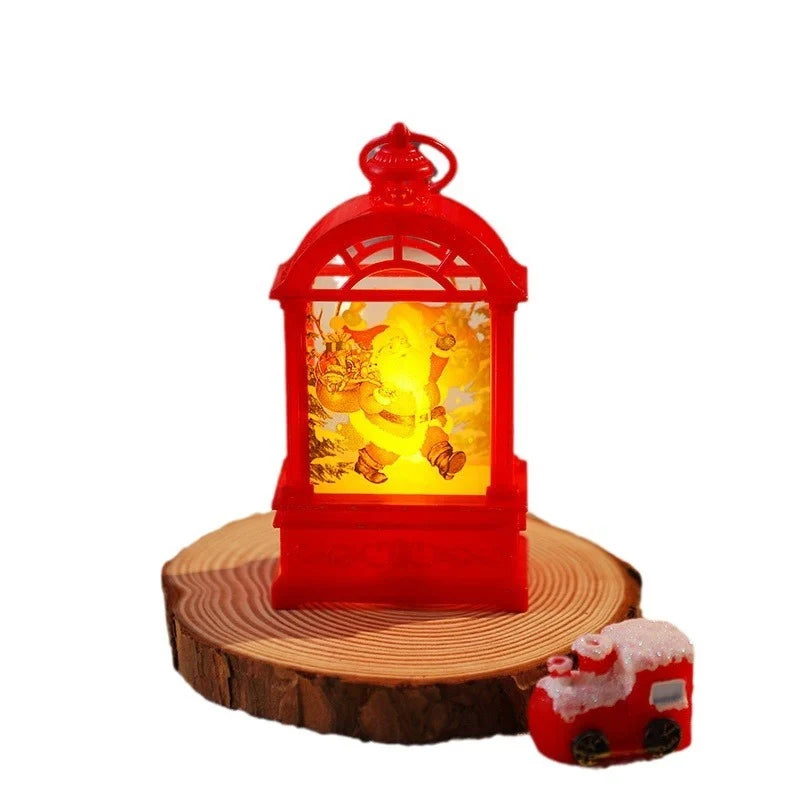 Christmas Lantern Warm Internal Lighting Santa Motif