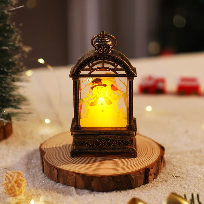 Christmas Lantern Warm Internal Lighting Santa Motif