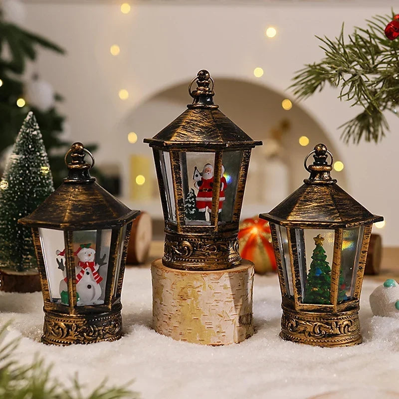 Christmas Lantern Warm LED Santa Motif Hanging Hook