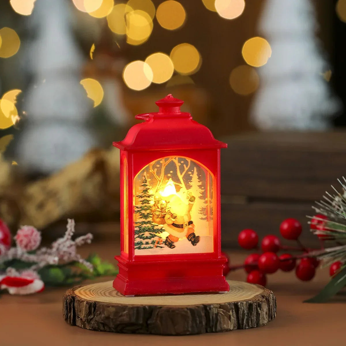 Christmas Lantern Wreath LED-Lit Warm Glow Indoor & Outdoor