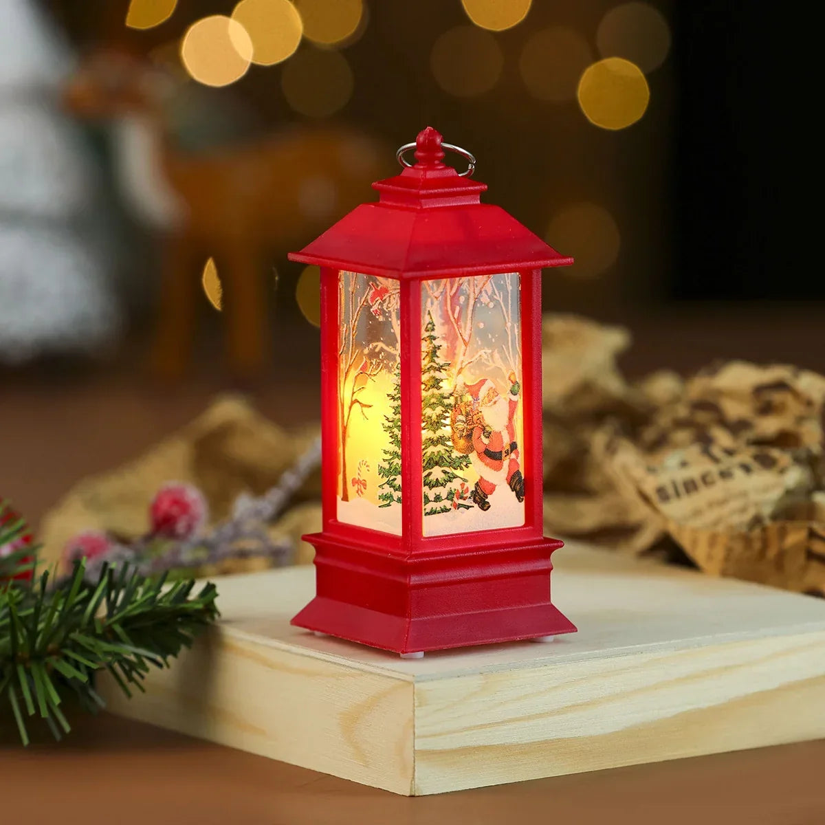 Christmas Lantern Wreath LED-Lit Warm Glow Indoor & Outdoor