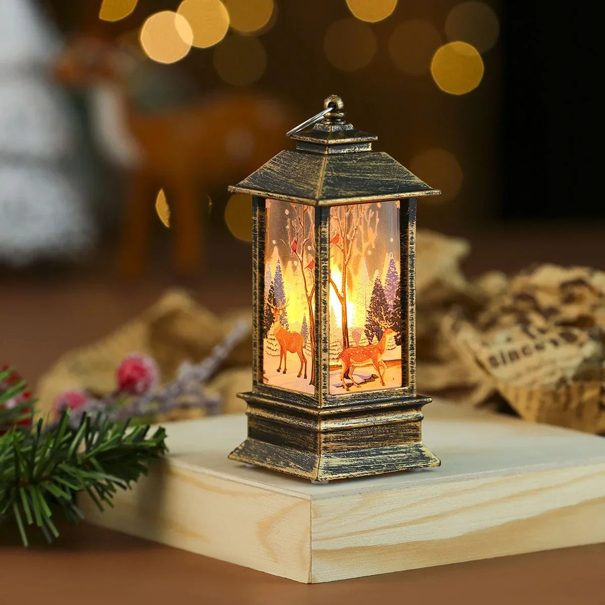 Christmas Lantern Wreath LED-Lit Warm Glow Indoor & Outdoor