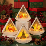 Christmas Light Decoration Triangular Santa Scene Warm White LED