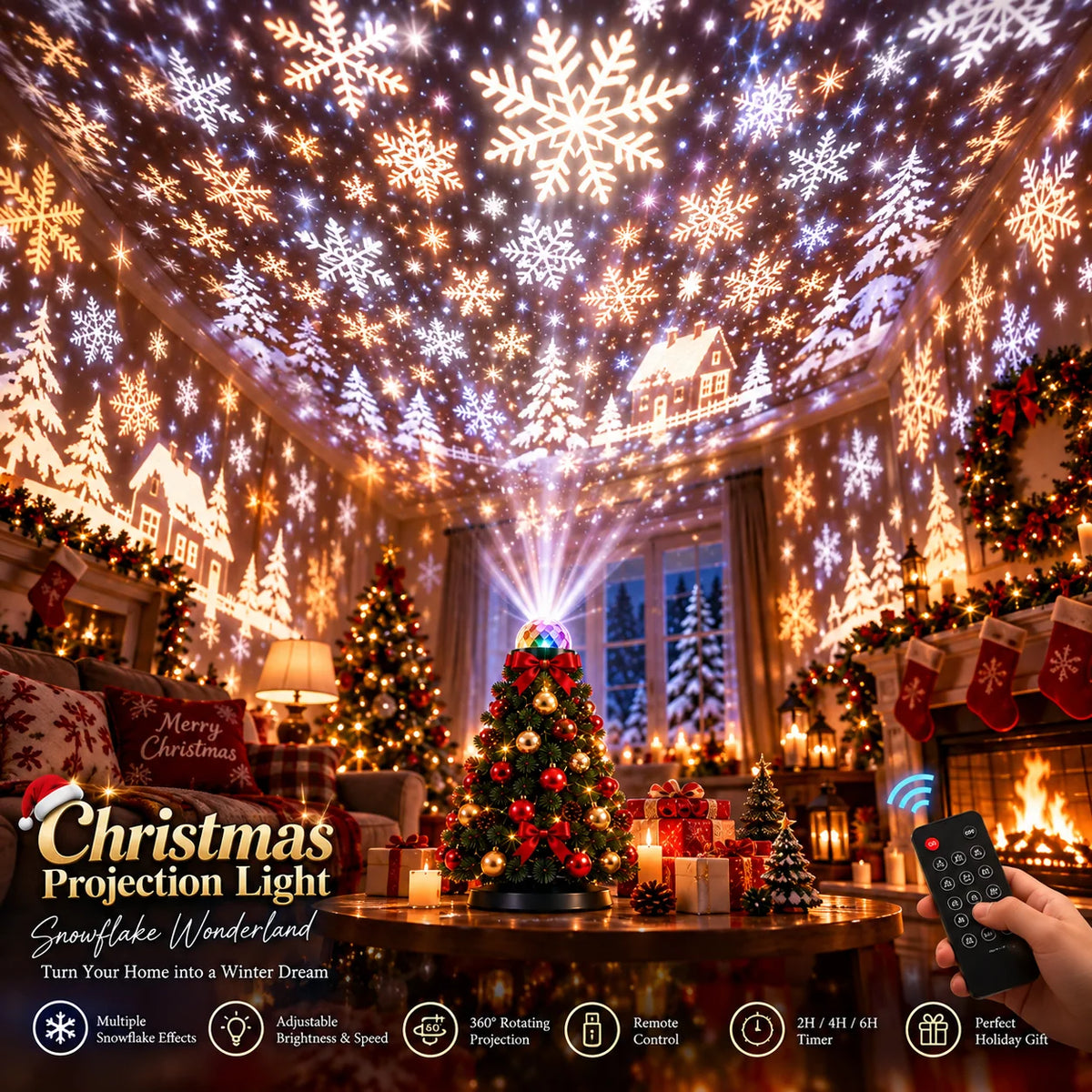Christmas Light Projector 15+ Festive Patterns Remote Control