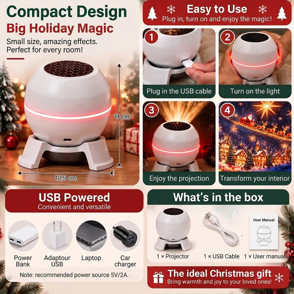 Christmas Light Projector Animated Patterns USB Powered