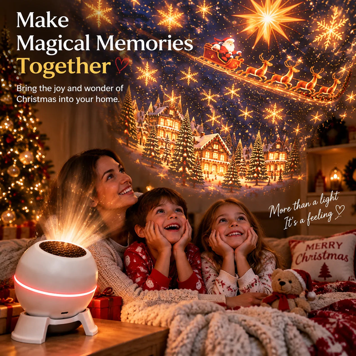 Christmas Light Projector Moving Scenes USB Powered Indoor Decor