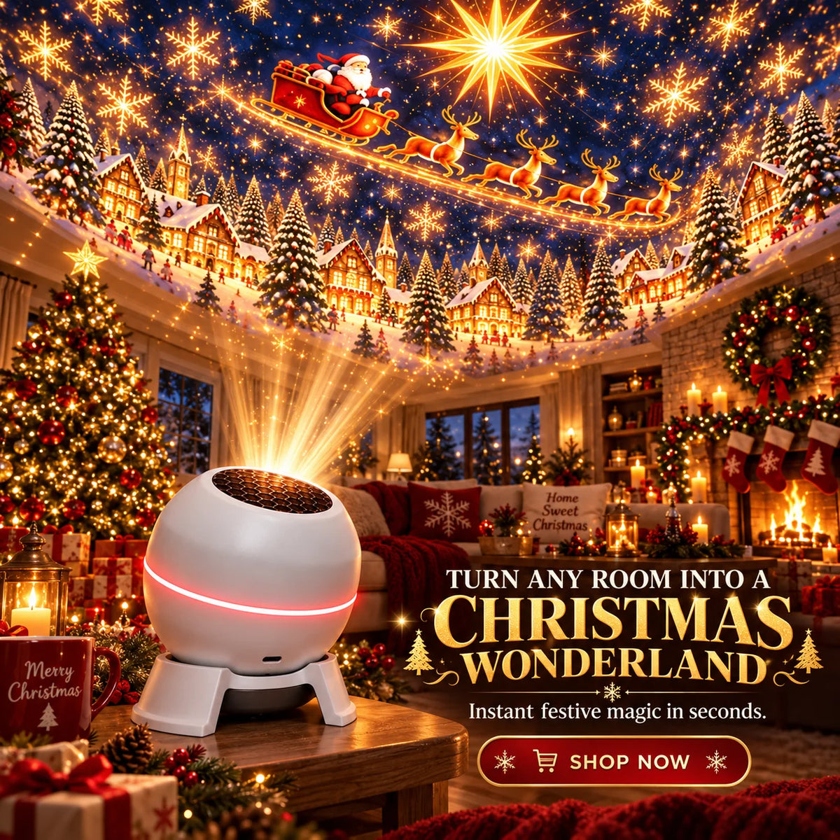Christmas Light Projector Moving Scenes USB Powered Indoor Decor