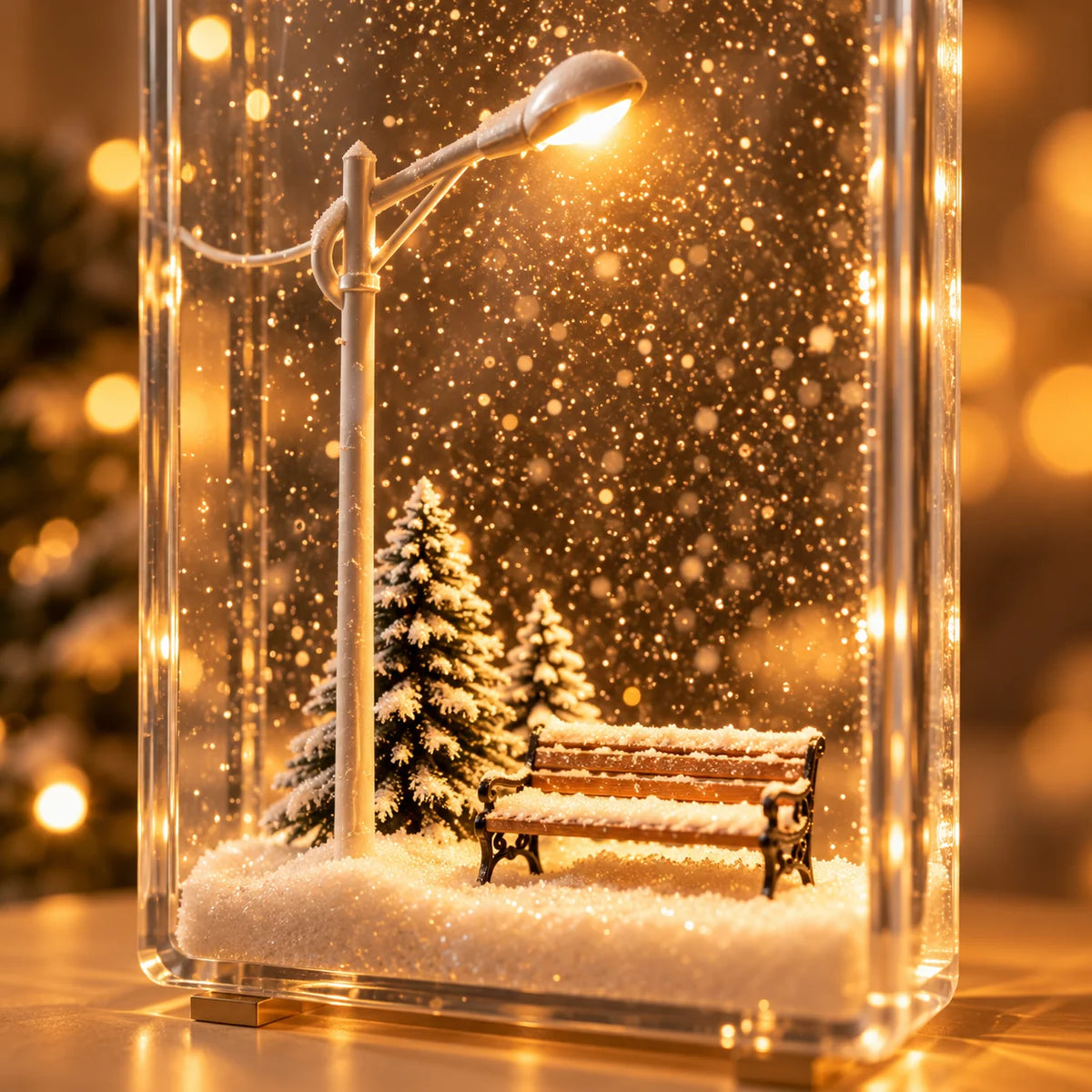Christmas Night Light Snowy Street Scene Warm White LED Compact 6.1-Inch Tall