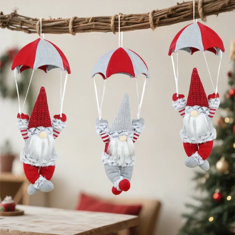 Christmas Ornament Hanging Parachute Santa Durable Fabric