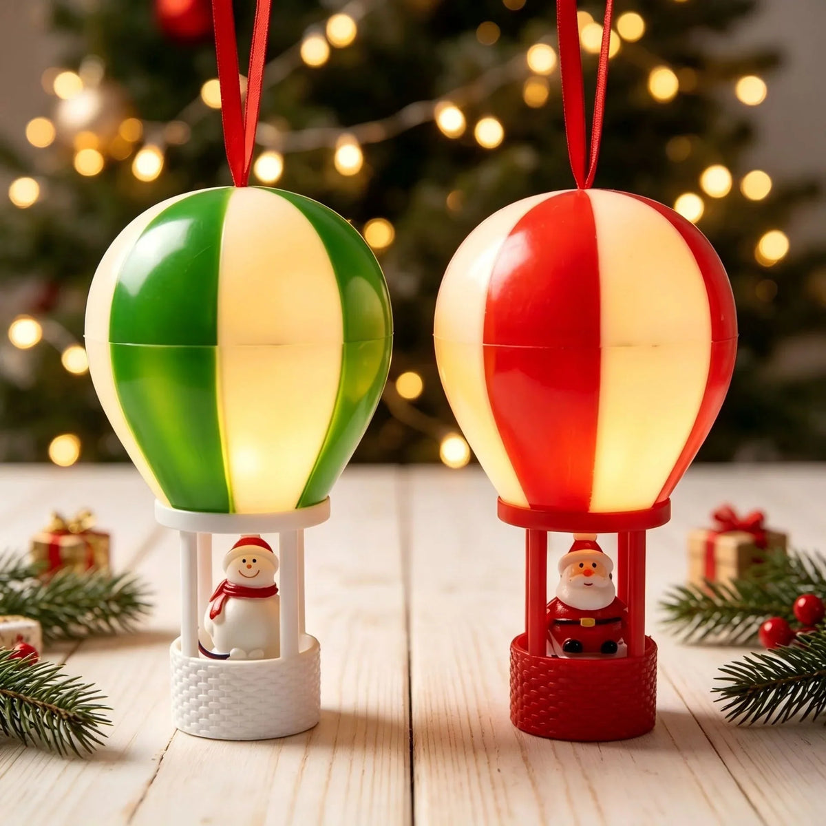 Christmas Ornament Hot Air Balloon Snowman Lightweight & Easy-Hang