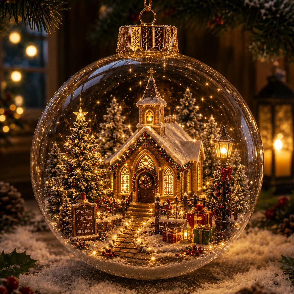 Christmas Ornament Light-Up Miniature Diorama Hanging Tabletop Display