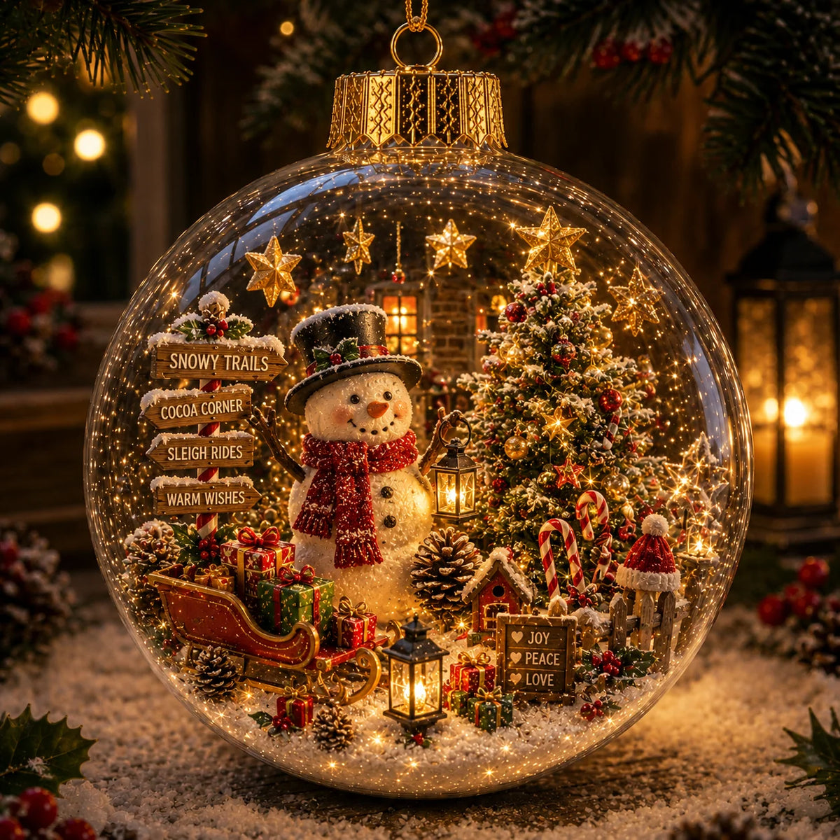 Christmas Ornament Light-Up Miniature Diorama Hanging Tabletop Display