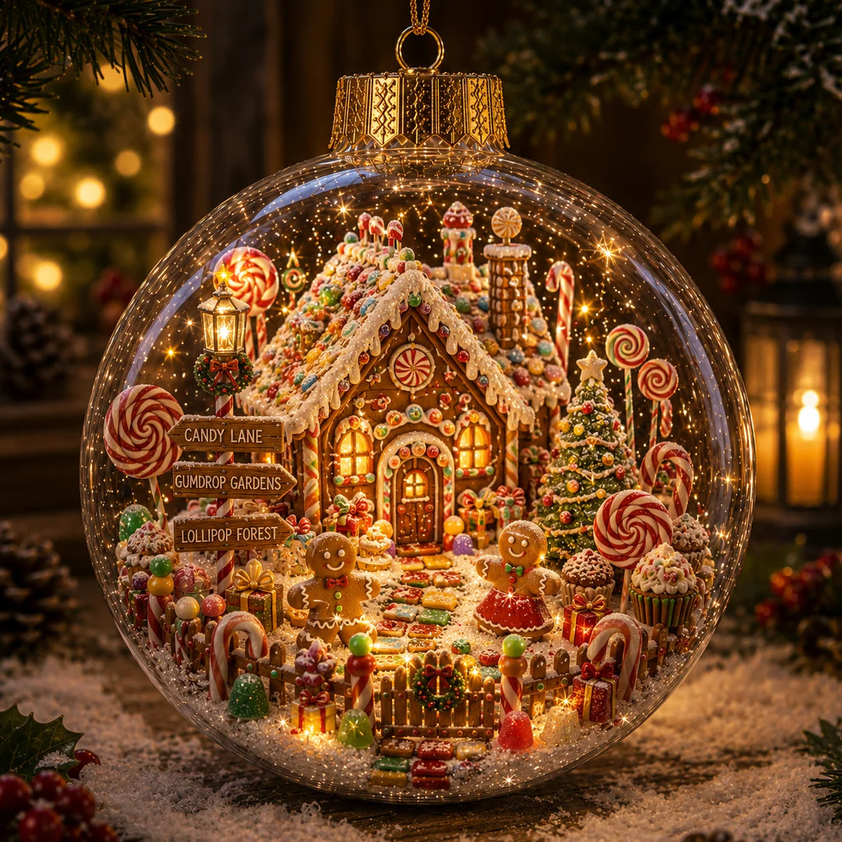 Christmas Ornament Light-Up Miniature Diorama Hanging Tabletop Display