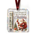 Christmas Ornament Money Holder Clear Acrylic With Ribbon