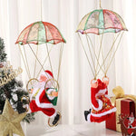 Christmas Ornament Parachuting Santa Musical Easy To Hang