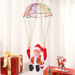 Christmas Ornament Parachuting Santa Musical Easy To Hang