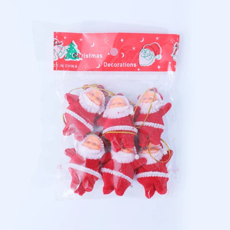 Christmas Ornament Set Santa Claus Shatterproof Plastic 6 Pack