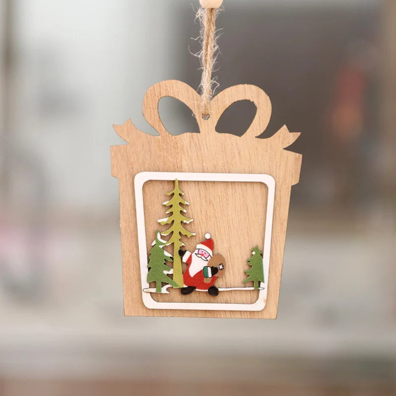 Christmas Ornaments Laser-Engraved Natural Wood