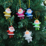 Christmas Ornaments Santa Design Shatterproof Plastic Set of Six
