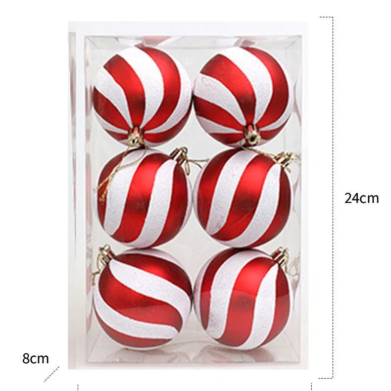 Christmas Ornaments Shatterproof Red & White Striped