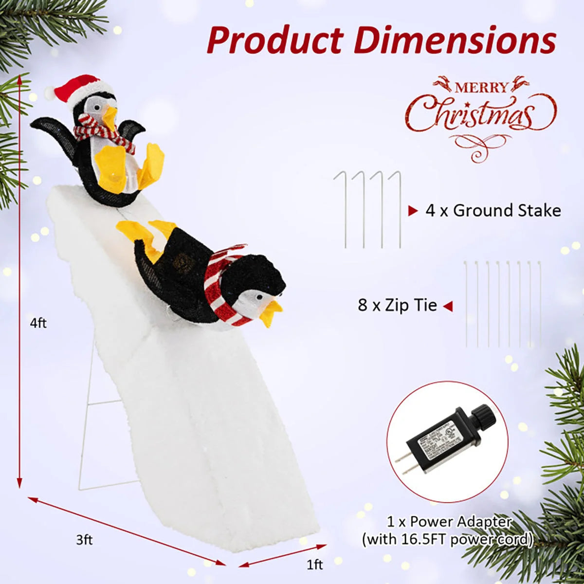 Christmas Penguin Decoration Pre-Lit 130 LED Weatherproof