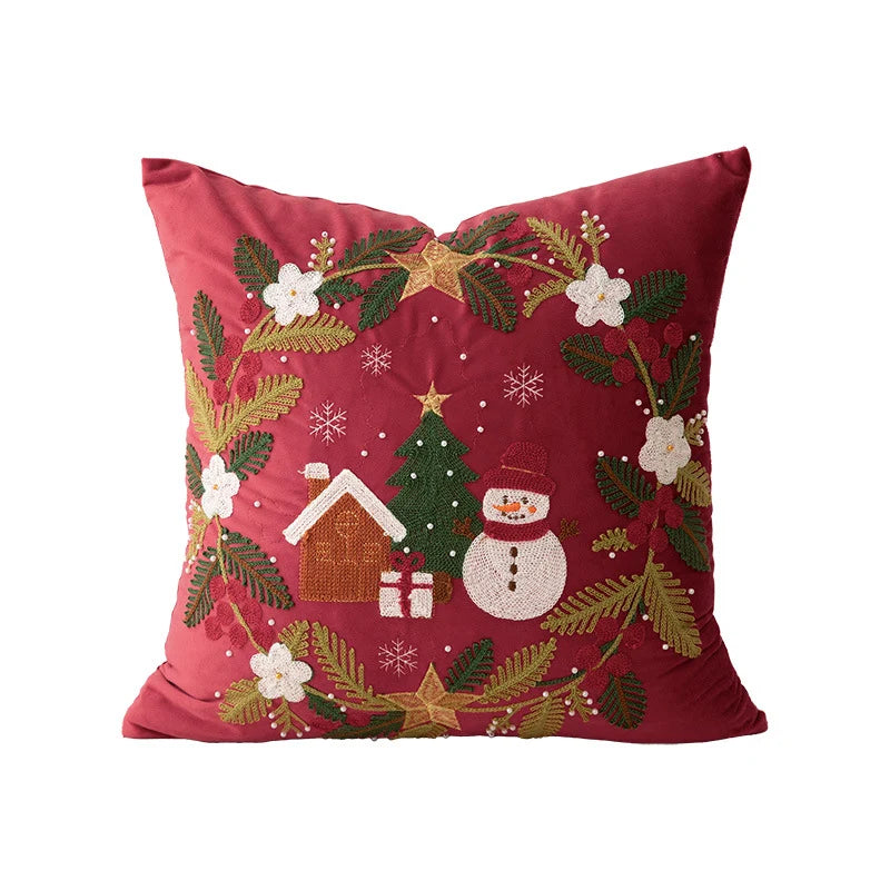 Christmas Pillow Cover Embroidered Sequins Concealed Zipper