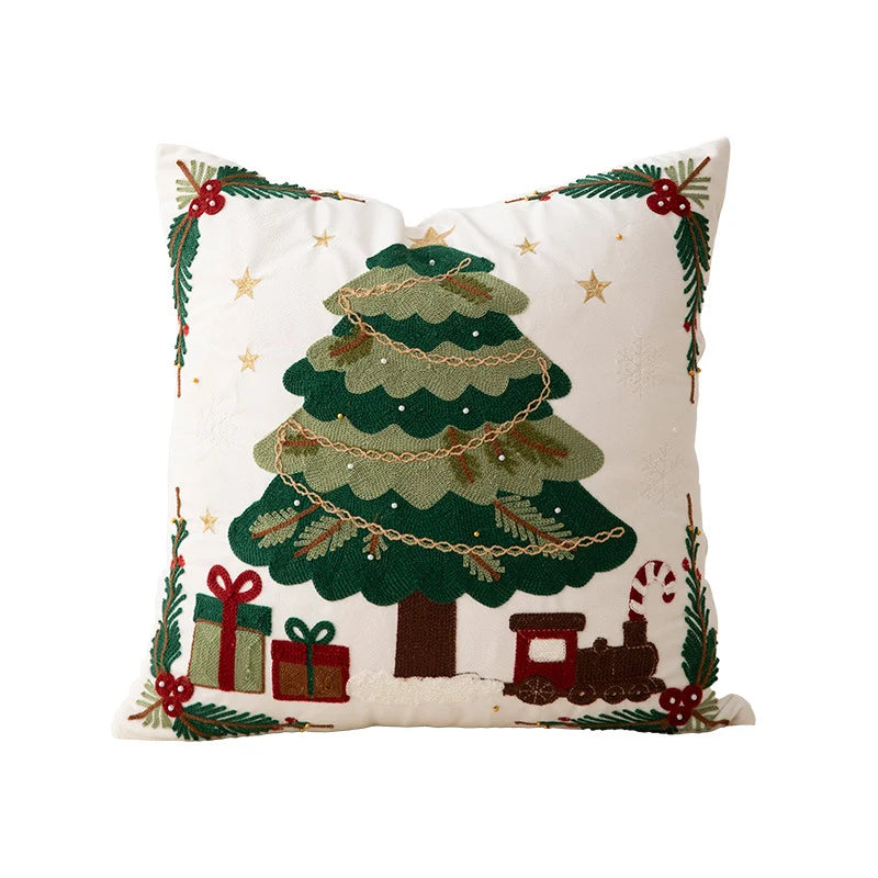 Christmas Pillow Cover Embroidered Sequins Concealed Zipper