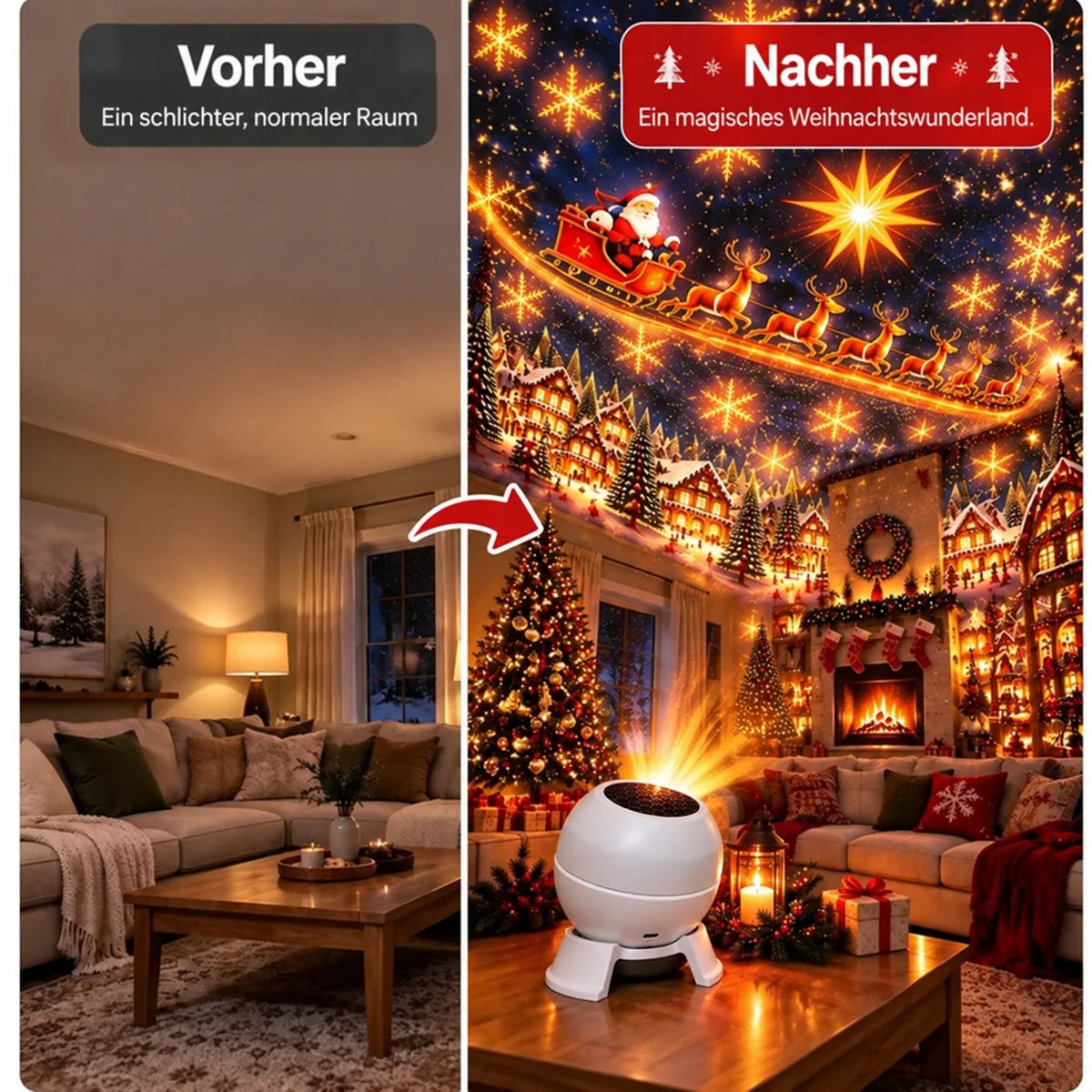 Christmas Projection Light USB-Powered Wall & Ceiling Display