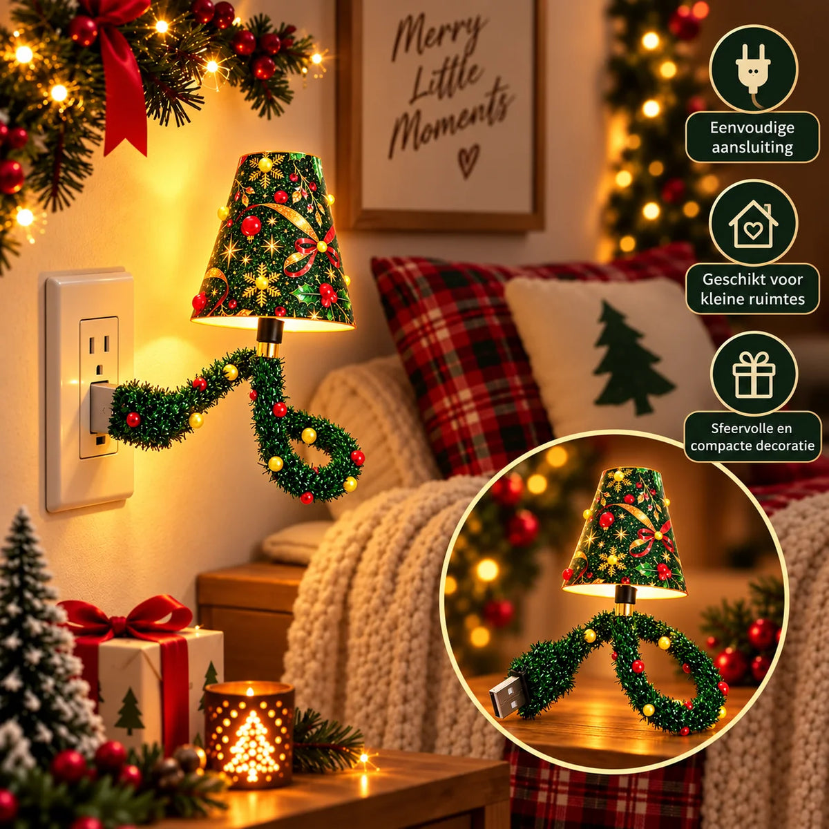Christmas Projector Light 6 Festive Patterns USB-Powered LED