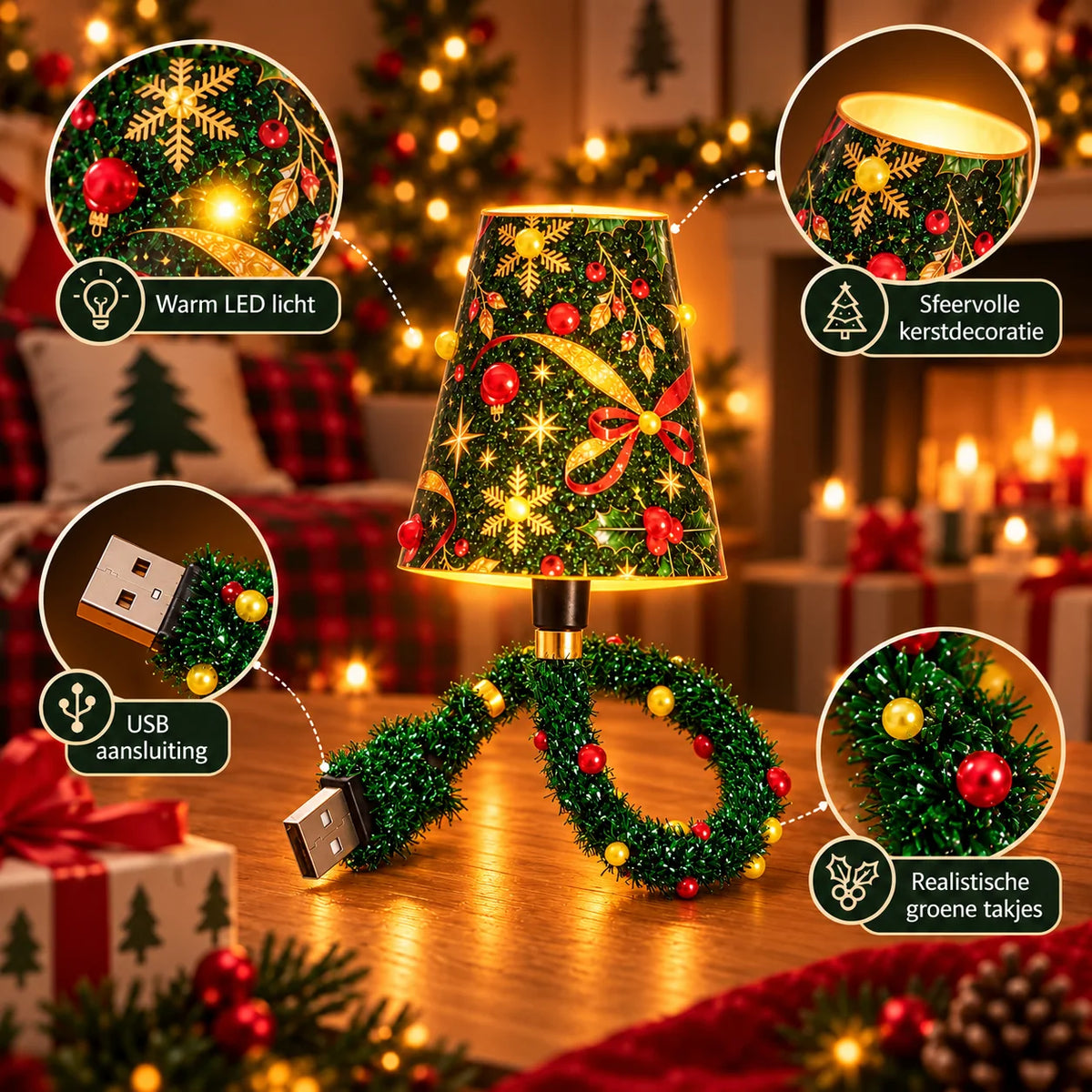 Christmas Projector Light 6 Festive Patterns USB-Powered LED