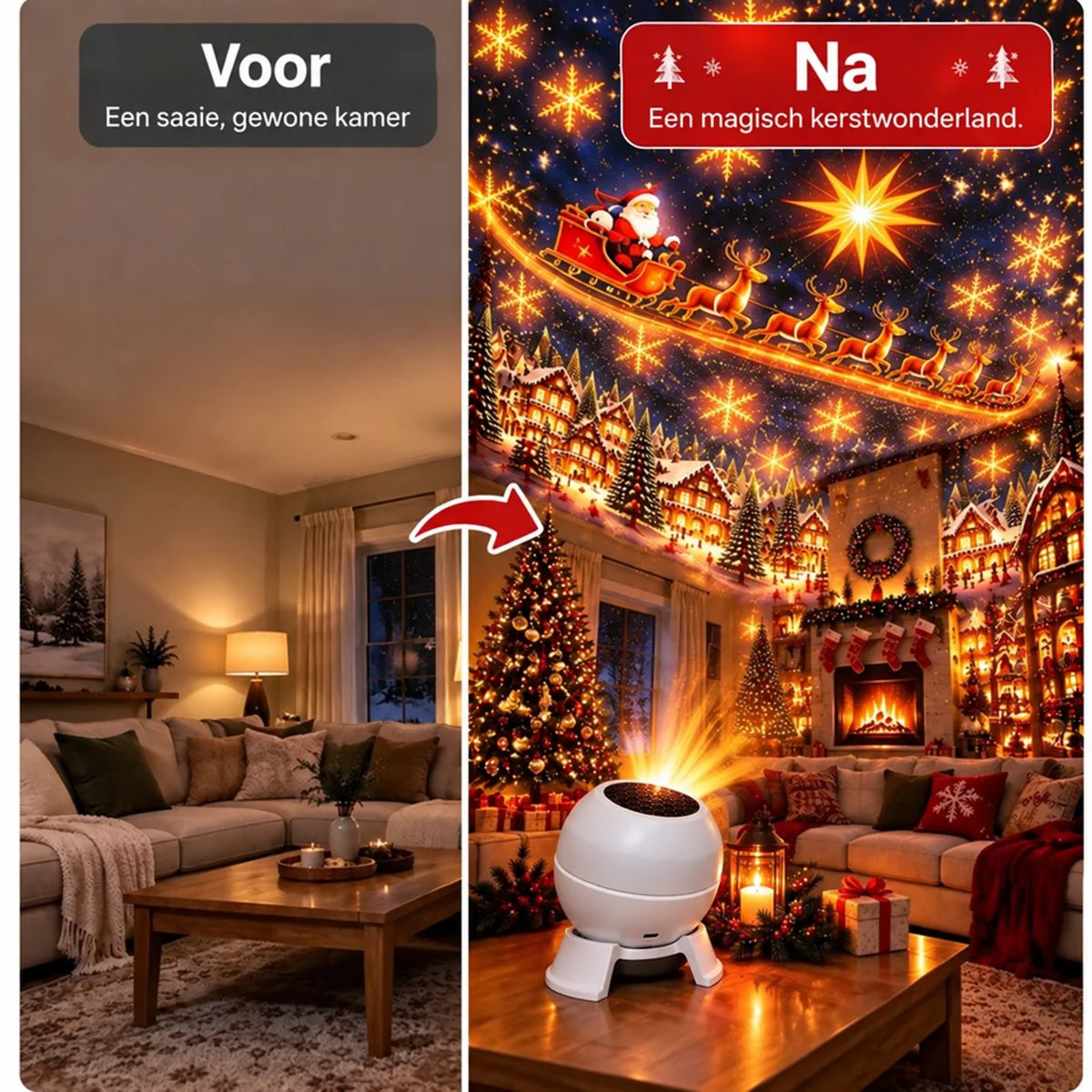 Christmas Projector Light USB-Powered Wall & Ceiling Projection
